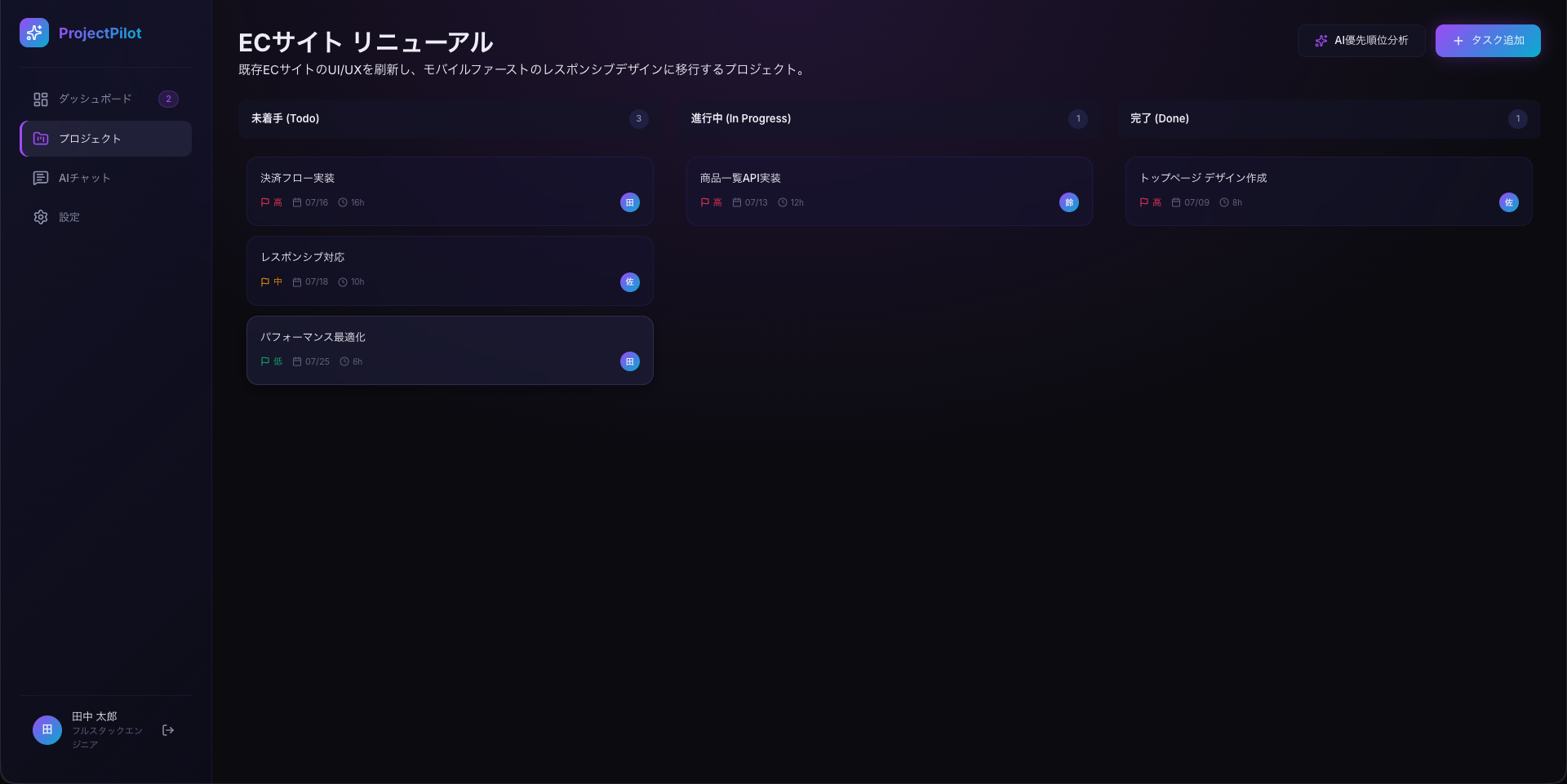 Project 1 のスクリーンショット
